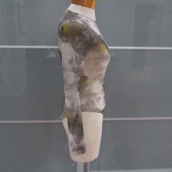 Zara Long Sleeve Mesh Abstract Print Bodysuit - Picture 4 of 5